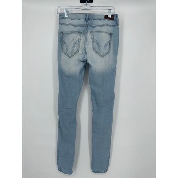 Hollister Women's Mid Rise Super Skinny Jeans 28x32 Blue Light Wash Distressed - Picture 2 of 13